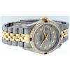 Image 4 : Rolex Mens 2 Tone Slate Grey Diamond & Ruby Datejust Wristwatch 36MM