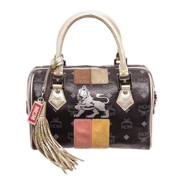 MCM Black Lion Boston Bag