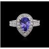 Image 2 : 14KT White Gold 1.63 ctw Tanzanite and Diamond Ring