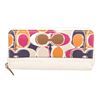 Image 1 : Coach White Multicolor Hand Drawn Scarf Print Canvas  Leather Zippy Wallet
