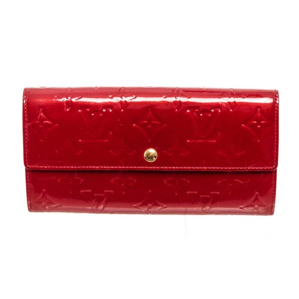 Louis Vuitton Red Monogram Vernis Leather Sarah Wallet