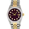 Image 2 : Rolex Mens 2 Tone Maroon Diamond 36MM Datejust Wristwatch