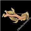 Image 2 : Vintage 14kt Yellow Gold Large Natural Angel Skin Coral Branch & Leaf Brooch