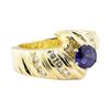 Image 1 : 1.20 ctw Blue Sapphire And Diamond Ring - 14KT Yellow Gold