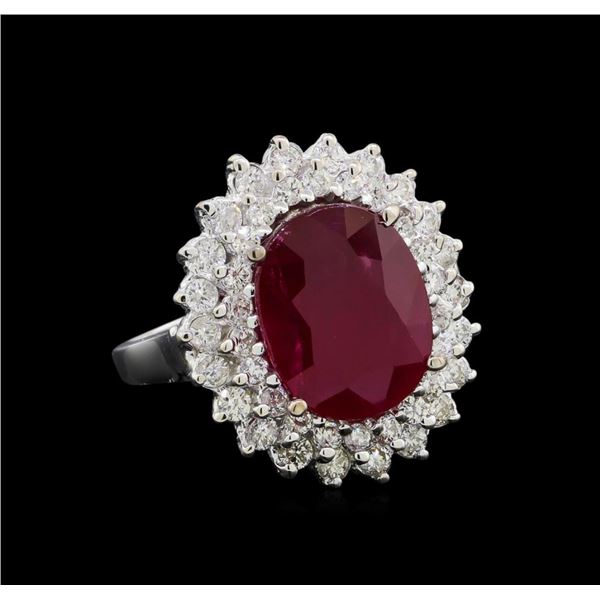 GIA Cert 6.53 ctw Ruby and Diamond Ring - 14KT White Gold