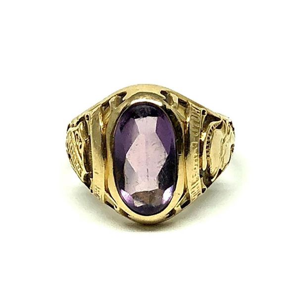 3.70 ctw Cabochon Mixed Amethyst Ring - 14KT Yellow Gold