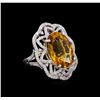 Image 1 : 14KT White Gold 10.91 ctw Citrine and Diamond Ring