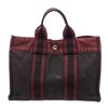 Image 1 : Hermes Burgundy Black Canvas PM Tote Bag