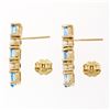 Image 5 : 14K Yellow Gold 1.10 ctw Alternating Oval Blue Topaz & Pearl Long Drop Earrings
