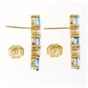 Image 6 : 14K Yellow Gold 1.10 ctw Alternating Oval Blue Topaz & Pearl Long Drop Earrings