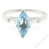Image 1 : Vintage 14kt White Gold 1.20 ctw Marquise Aquamarine and Baguette Diamond Ring