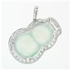 Image 5 : 18k White Gold AGL Carved Grayish Green Jadeite Jade VS F 2.1 ctw Diamond Pendan