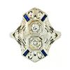 Image 1 : Art Deco 18kt White Gold Euro Cut Diamond & Sapphire Filigree Dinner Ring