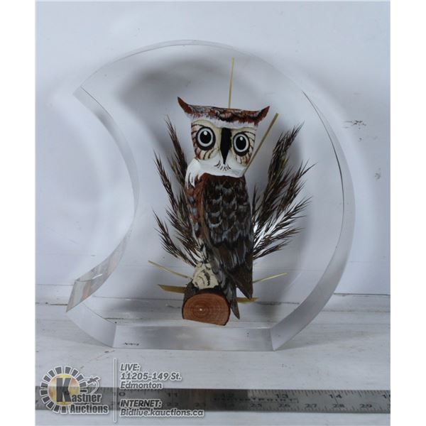 LUCITE MOON HAND CRAVED & HAND