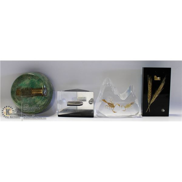 SET OF 4 RESIN ITEMS SCORPIONS,