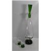 Image 1 : ART GLASS GREEN AND CLEAR DECANTER AND GLASSES FOR