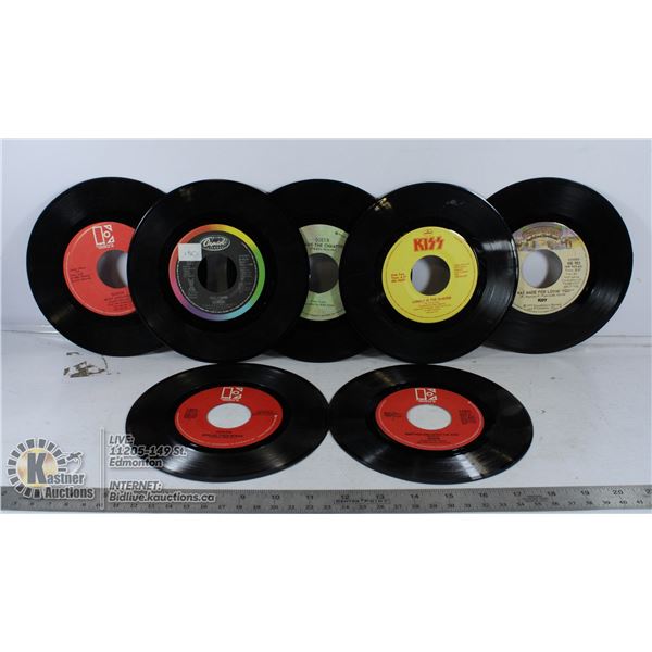 7 45 RPM JUKE BOX RECORDS 2X KISS 5X QUEEN
