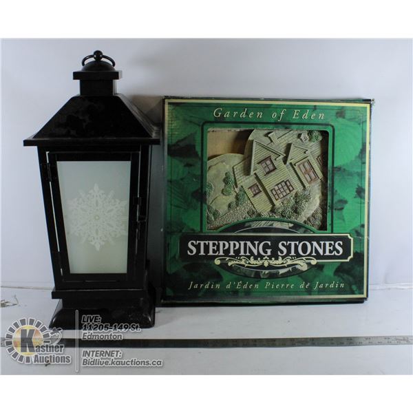 DECORATIVE GARDEN STEPPING STONE & A BATTERY