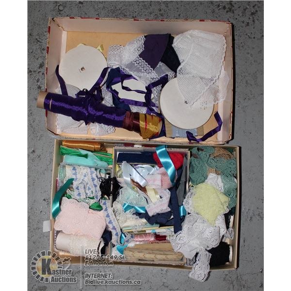 2 FLATS OF LACE & RIBBONS