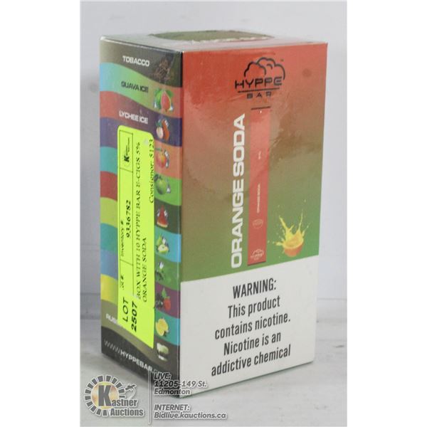 BOX WITH 10 HYPPE BAR E-CIGS 5% ORANGE SODA