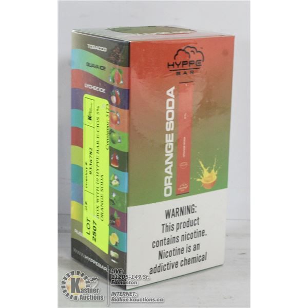 BOX WITH 10 HYPPE BAR E-CIGS 5% ORANGE SODA