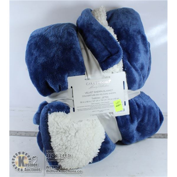 VELVET SHERPA BLANKET 50" X 60"