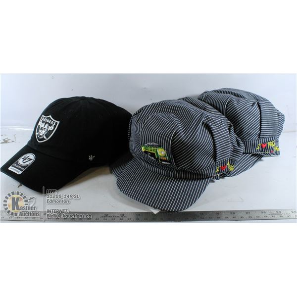 FLAT OF HATS RAIDERS AND I LOVE TRAINS