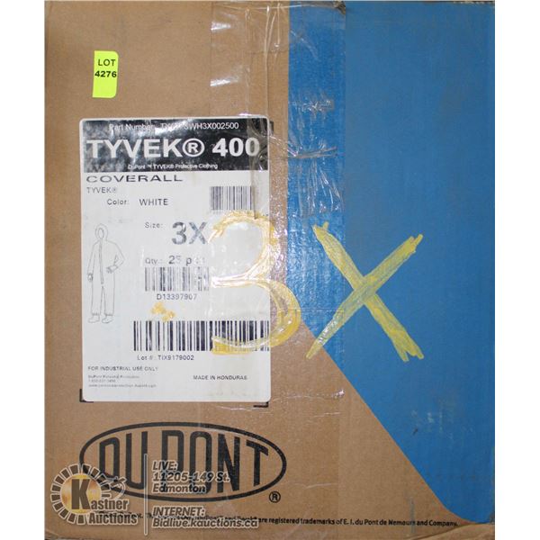 CASE OF DUPONT TYVEK 400 COVERALL 25 PCS SIZE 3X