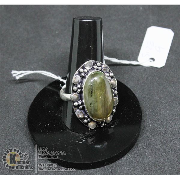 #248-NATURAL FIRE LABRADORITE RING SIZE 9