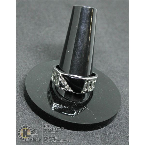MENS TITANIUM ALLOY CUBIC ZIRCONIA BLACK