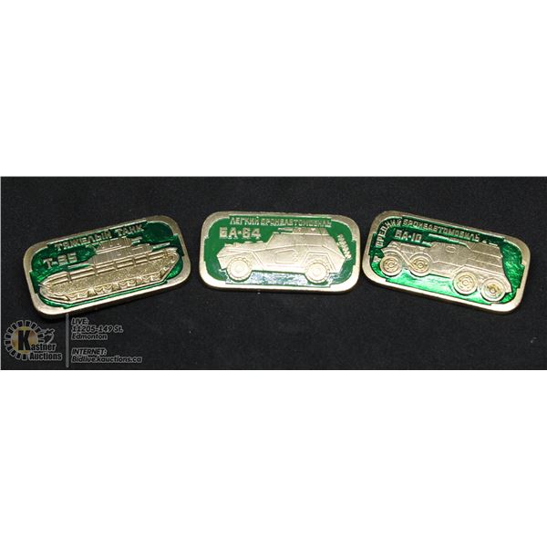 SET OF 3 VINTAGE RUSSIAN TANK PINS