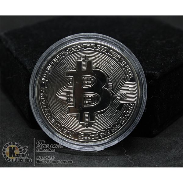 SILVER PLATED BITCOIN IN PROTECTIVE CASE