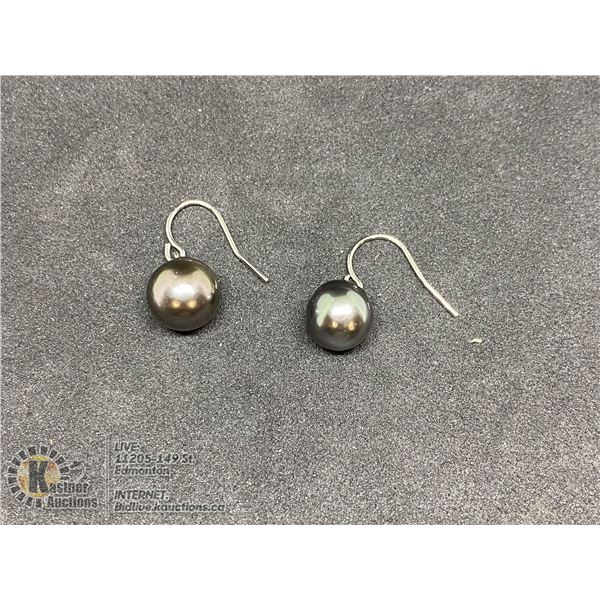 BZ419-159 SILVER TAHITION PEARL 10-11MM EARRINGS