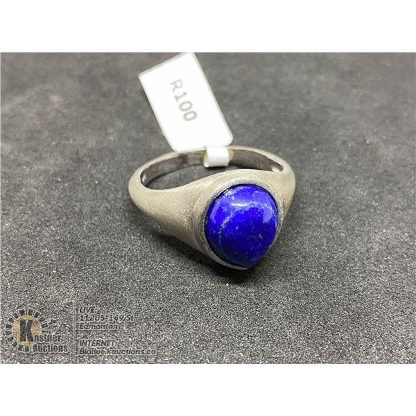 BZ419-168 SILVER LAPIS RING