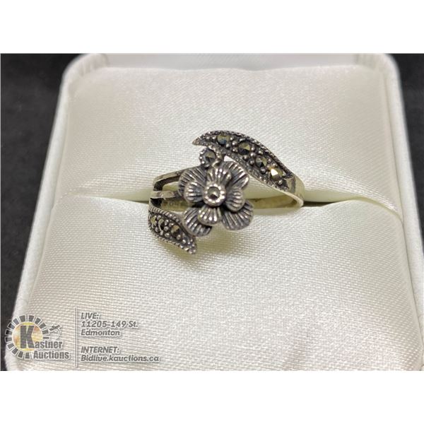 BZ419-177 SILVER MARCASITE RING