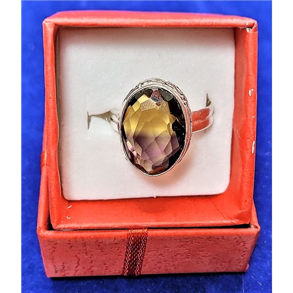 6) SILVER TONE  LAB CREATED OVAL AMETRINE