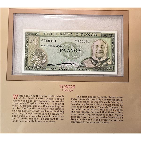 1) ISLAND OF TONGA ONE PA'ANGA BANKNOTE