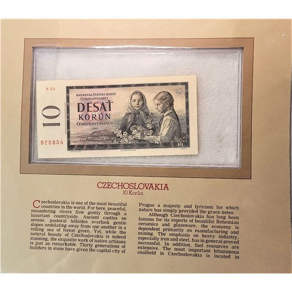 3) CZECHOSLOVAKIA 10 HALERU BANKNOTE, FRAMED