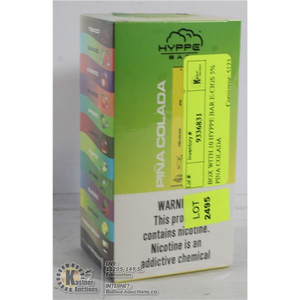 BOX WITH 10 HYPPE BAR E-CIGS 5% PINA COLADA