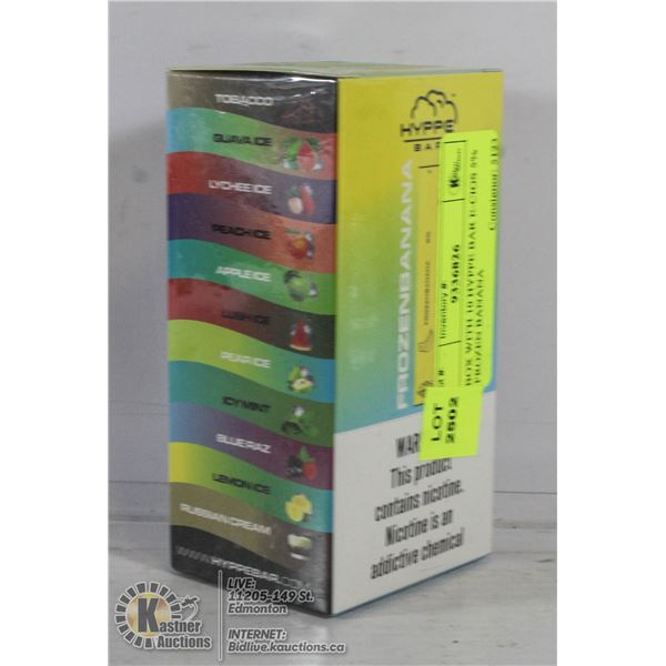 BOX WITH 10 HYPPE BAR E-CIGS 5% FROZEN BANANA