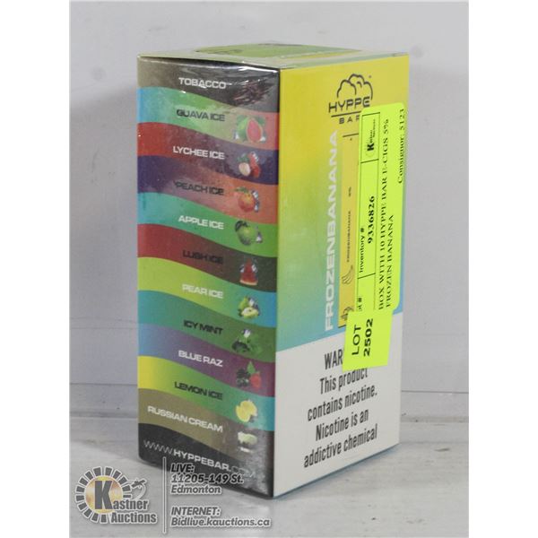 BOX WITH 10 HYPPE BAR E-CIGS 5% FROZEN BANANA