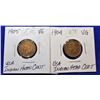 Image 2 : 7)  LOT OF 2 US INDIAN HEAD PENNIES, 1904 & 1905