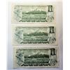 Image 1 : 14)  LOT OF 3 CANADIAN $1.00 BANKNOTES