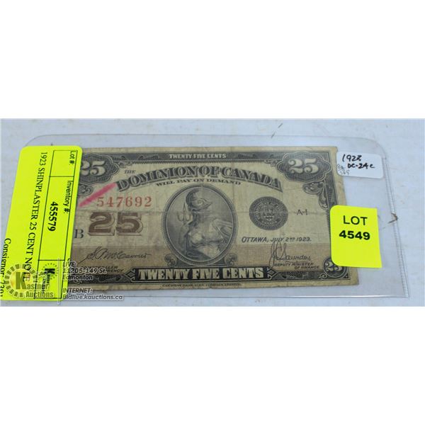 1923 SHINPLASTER 25 CENT NOTE