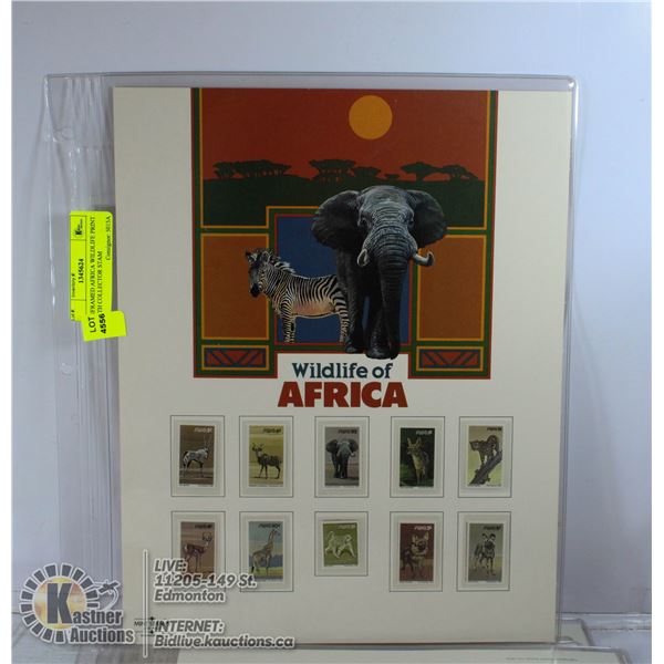 UNFRAMED AFRICA WILDLIFE PRINT WITH COLLECTOR STAM