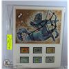 Image 1 : UNFRAMED ZODIAC ART PRINT WITH COLLECTOR STAMPS