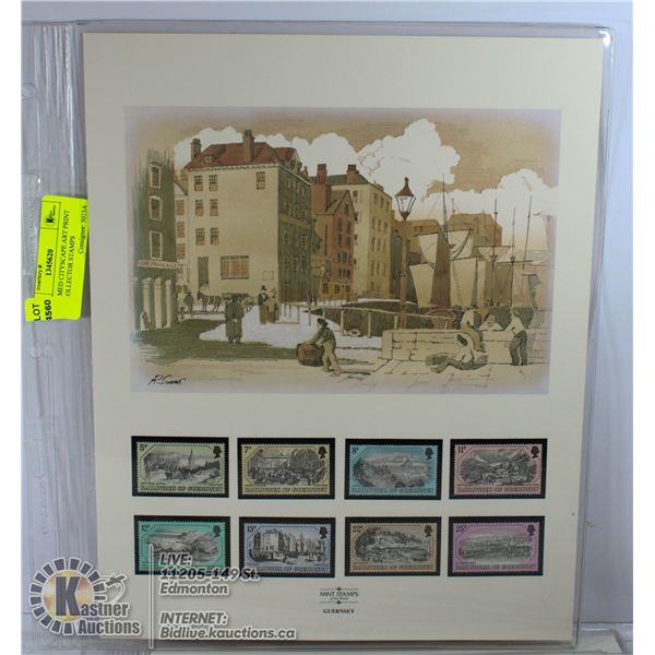 UNFRAMED CITYSCAPE ART PRINT WITH COLLECTOR STAMPS