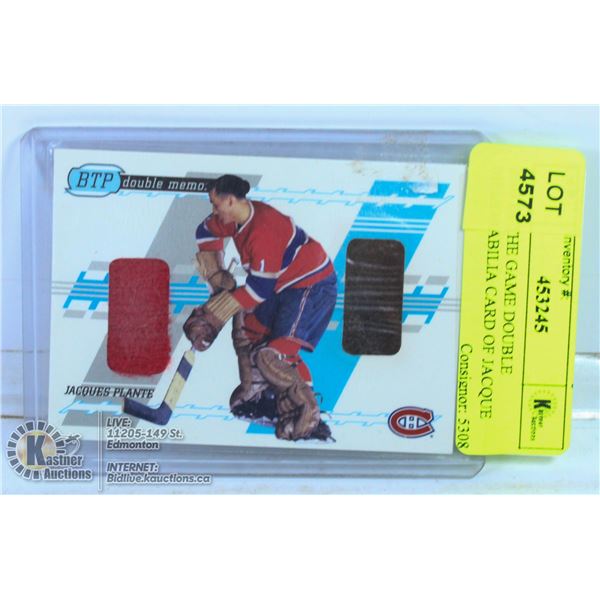 2003 IN THE GAME DOUBLE MEMORABILIA CARD OF JACQUE