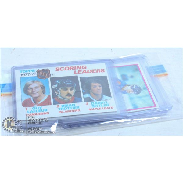 LOT OF 4 VINTAGE HOCKEY CARDS INC TEAM /NHL LEADER