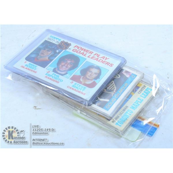 LOT OF 4 VINTAGE HOCKEY CARDS INC TEAM /NHL LEADER